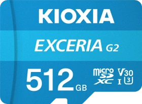 KIOXIA EXCERIA G2 R100/W50 512GB Kit, UHS-I U3, A1, Class 10