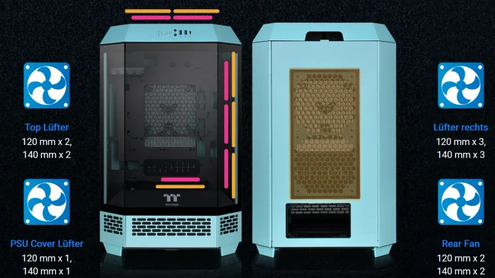 Thermaltake The Tower 300 Turquoise, türkis, Glasfenster