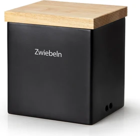 Continenta Vorratsdose mit Holzdeckel Zwiebeln matt schwarz