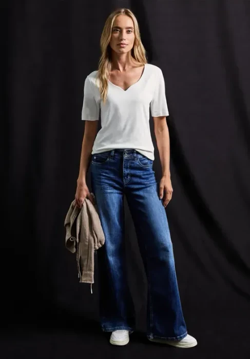 Street One Herzausschnitt T-Shirt kurzarm off white (Damen)