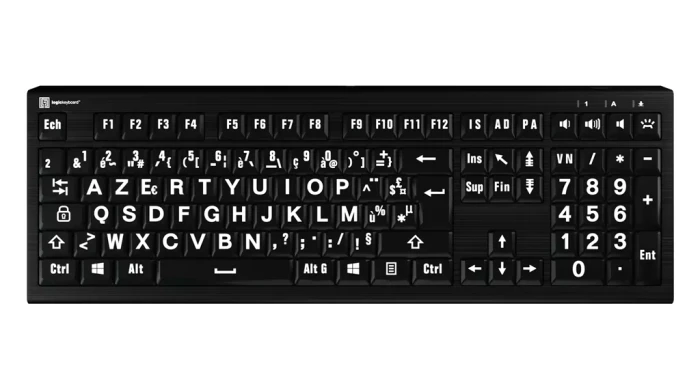 LogicKeyboard Astra 2 LargePrint PC, LEDs weiß, White on Black, USB, FR
