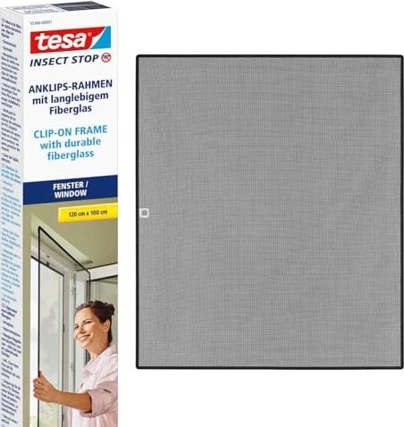 tesa Insect Stop Clip On Anklipsrahmen-Fliegengitter 100x120cm anthrazit