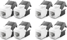 deleyCON Keystone Modul RJ-45 Buchse via Verlegekabel, Cat6a, UTP, Kunststoffgehäuse, schwarz/weiß, 8er-Pack