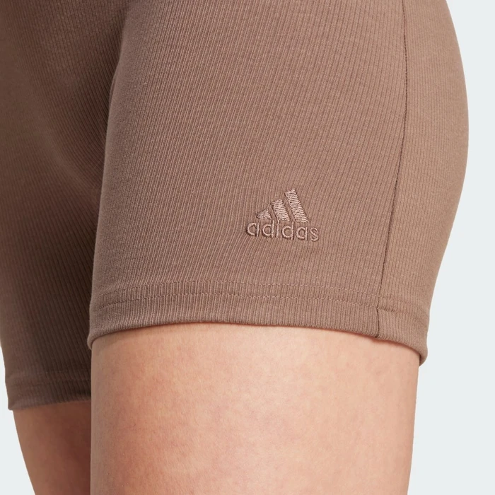 adidas Lounge Ribbed High-Waist Hose kurz earth strata (Damen)