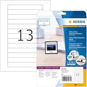 Herma Etiketten Video, 147.3x20mm, weiß, matt, 25 Blatt (325 Etiketten)