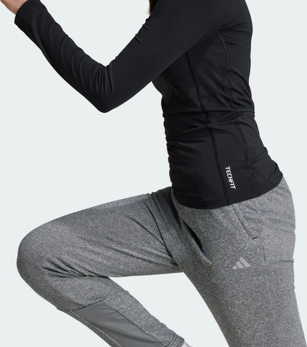 adidas Techfit Kompressionsshirt langarm schwarz/weiß (Junior)
