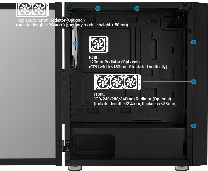 AeroCool Graphite, Lüfter LED RGB, Glasfenster