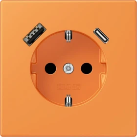 Jung Serie LS SCHUKO-Steckdose mit USB-Ladegerät Safety+, orange clair
