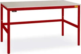 Manuflex Cantolab ESD-Arbeitstisch 175x80cm lichtgrau/rubinrot
