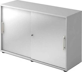 Hammerbacher Schiebetürenschrank 2OH V1752S, Relinggriff, grau/silber, Aktenschrank