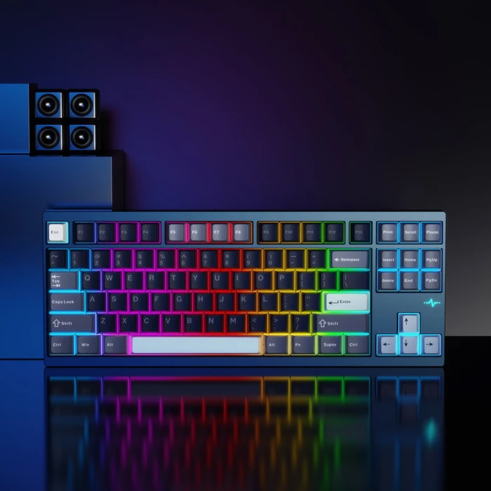 Wobkey Crush 80 Reboot Pro, Navy, LEDs RGB, Kailh Cocoa, USB/Bluetooth, US