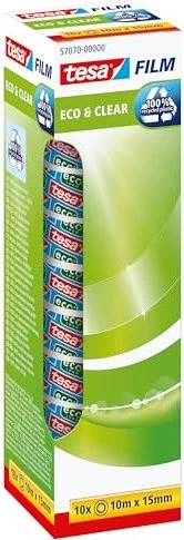 tesa Film Eco & Clear, transparent, 15 mm x 10 m, 10 Rollen