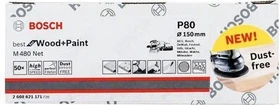 Bosch Professional M480 Best for Wood and Paint Gewebeschleifblatt K80, 150mm, 50 Stück