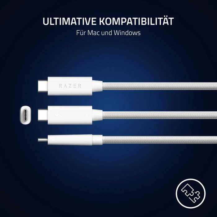 Razer Thunderbolt 4 Kabel, 100W, weiß, sleeved, 2m (verschiedene Markenbezeichnungen)