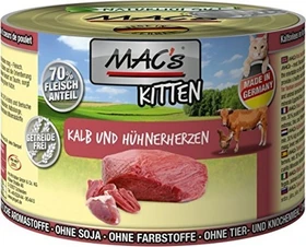 MAC's Cat Kitten, Kalb und Hühnerherzen, 1.20kg (6x 200g)