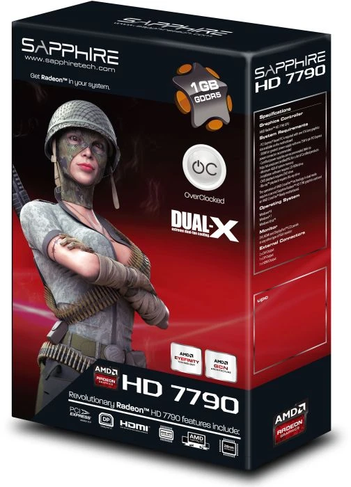 Sapphire Radeon HD 7790 Dual-X OC, 1GB GDDR5, 2x DVI, HDMI, DP, lite retail