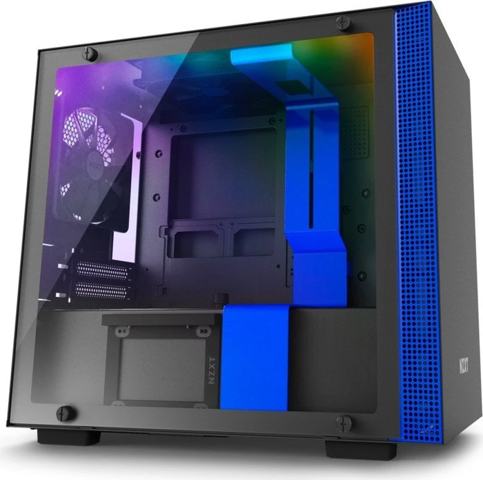 NZXT H200i schwarz/blau, Glasfenster, Mini-ITX