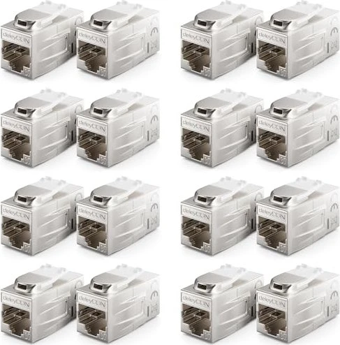 deleyCON Keystone Modul RJ-45 Modularkupplung, Cat7, 16er-Pack Kupplung