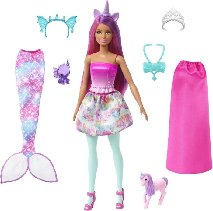 Mattel Barbie - Dreamtopia Outfit mit Ombré-Oberteil Meerjungfrauen-Schwanzflosse