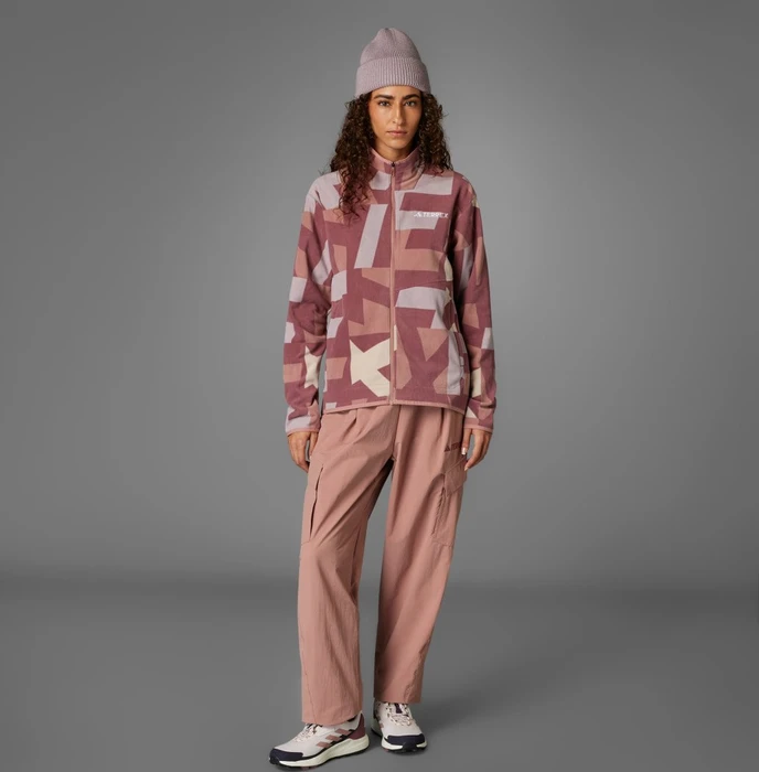 adidas Terrex Multi Printed Fleece Jacke wonder beige/burgundy (Damen)