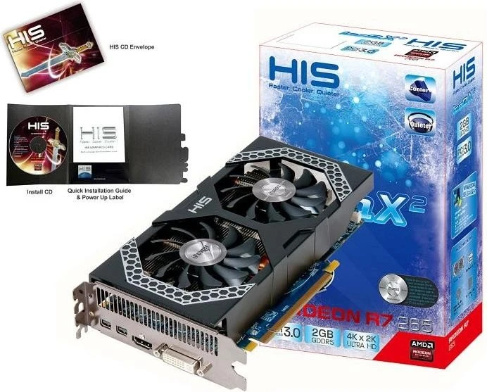 HIS Radeon R7 265 iPower IceQ X² Boost Clock, 2GB GDDR5, DVI, HDMI, 2x mDP