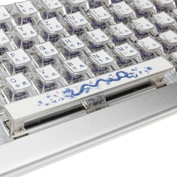 Ducky Year of the Dragon 2024, 65% Layout, weiß/blau, hot-swap, MX2A RGB PURPLE, USB, ND