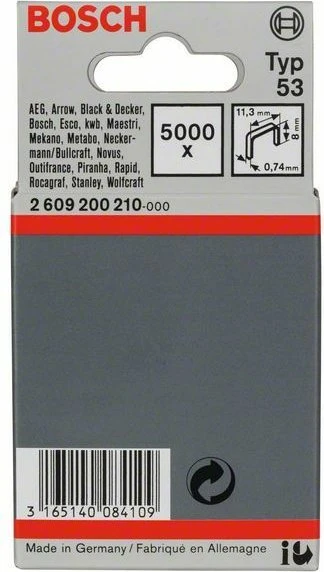 Bosch Professional Typ 53 Tacker-Klammern, 11.4x8mm, 5000 Stück
