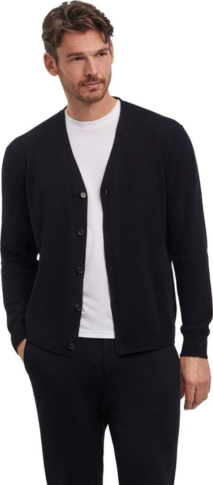 Falke Luxury Cardigan V-Ausschnitt Strickjacke schwarz (Herren)