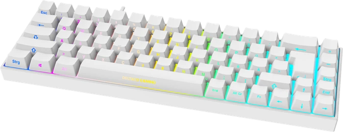 Deltaco Gaming WK95R Wireless 65% Layout, LEDs RGB, weiß, Kailh Box RED, USB/Bluetooth, DE