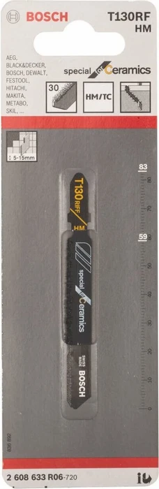 Bosch Professional T130RIFF Carbid Special for Ceramics Stichsägeblatt, 83mm, 1 Stück