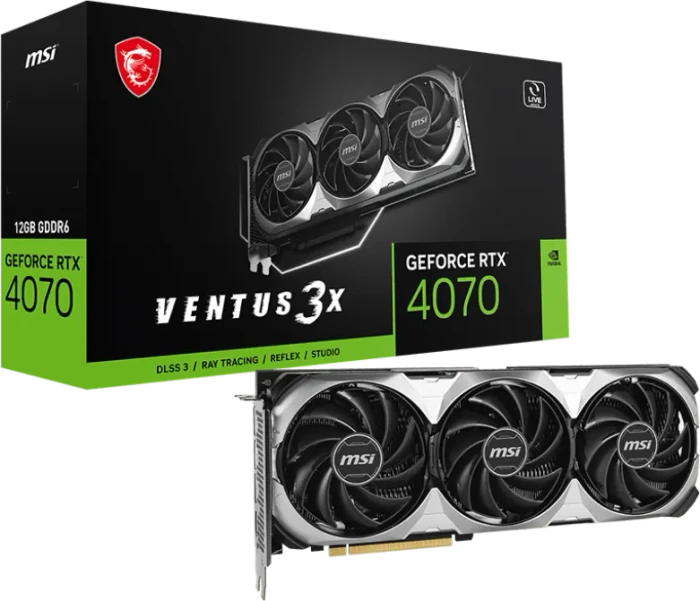 MSI GeForce RTX 4070 Ventus 3X E1 12G, 12GB GDDR6, HDMI, 3x DP