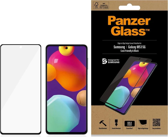 PanzerGlass Edge-to-Edge Case Friendly für Samsung Galaxy M53 5G schwarz