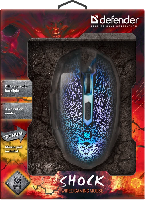 Defender Shock GM-110L RGB Gaming Mouse schwarz, USB
