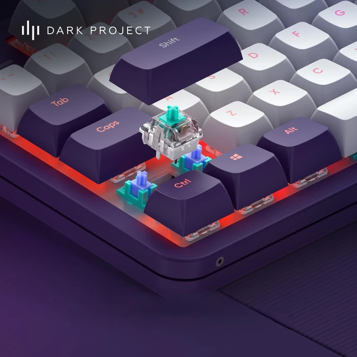 Dark Project ALU87A Violet Gaming Keyboard, weiß/violett, LEDs RGB, g3ms Sapphire, USB, US
