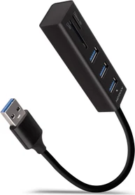 Axagon USB-Hub, Dual-Slot-Cardreader, 3x USB-A 3.0, USB-A 3.0 [Stecker] (HMA-CR3A)
