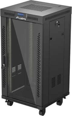 Lanberg 19" Rackschrank 22HE, LCD, freistehend, Flat Pack, V2, Glastür, IP20, RAL 9004, 800mm tief