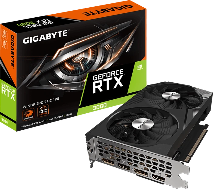 GIGABYTE GeForce RTX 3060 Windforce OC 12G (LHR) (Rev. 2.0), 12GB GDDR6, 2x HDMI, 2x DP