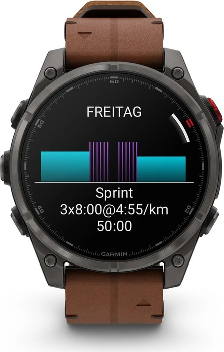 Garmin Fenix 8 Pro 47mm AMOLED carbon grey dlc titanium/chestnut leather