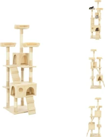 vidaXL Katzen-Kratzbaum mit Sisal-Kratzsäulen, 170cm, beige