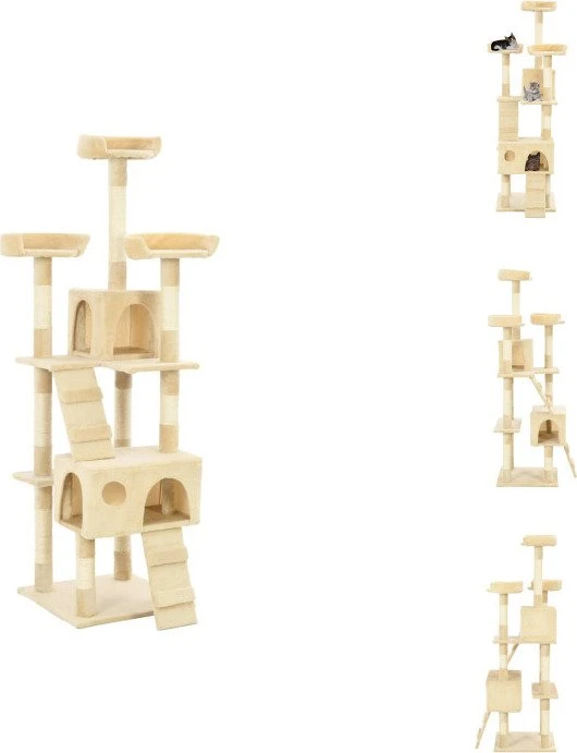 vidaXL Katzen-Kratzbaum mit Sisal-Kratzsäulen, 170cm, beige
