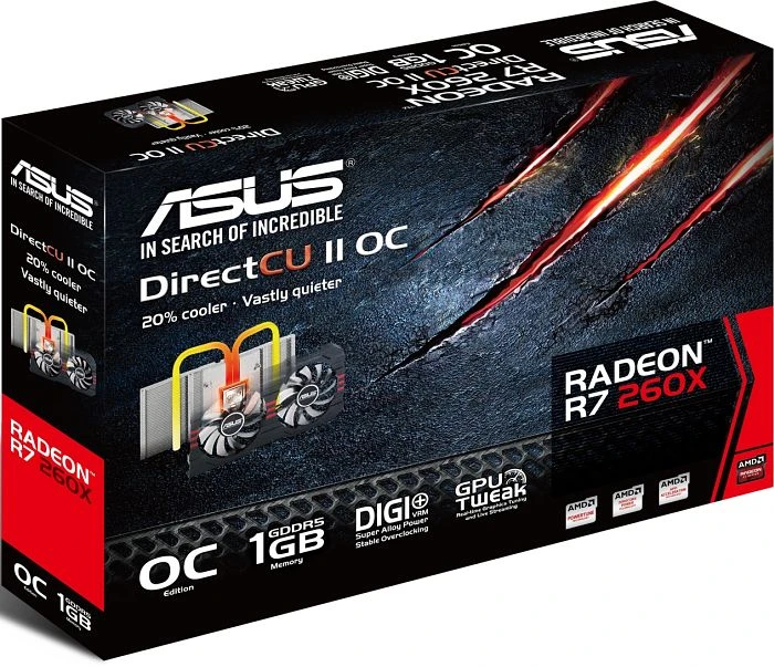 ASUS Radeon R7 260X, Radeon R7 260X, 1GB GDDR5, 2x DVI, HDMI, DP