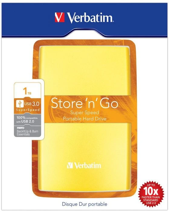 Verbatim Portable Colour Edition, gelb, 1TB, USB 3.0 Micro-B