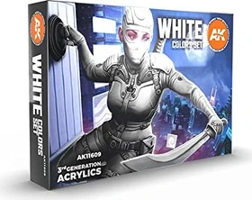 AK-Interactive 3rd Gen Acrylic Colors White Colors Set Farbset, 6-tlg.