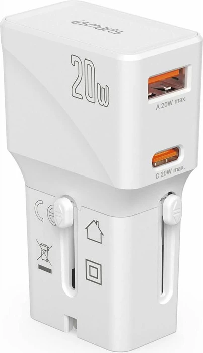 4smarts Ladegerät Weltreiseadapter Nomad Pocket 20W weiß