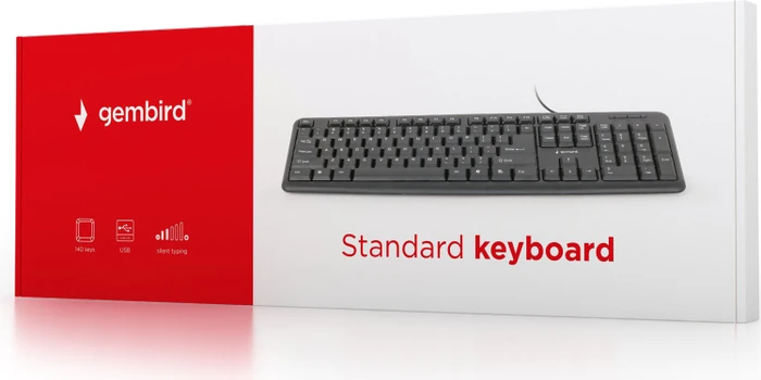 Gembird Standard Keyboard, schwarz, USB, US