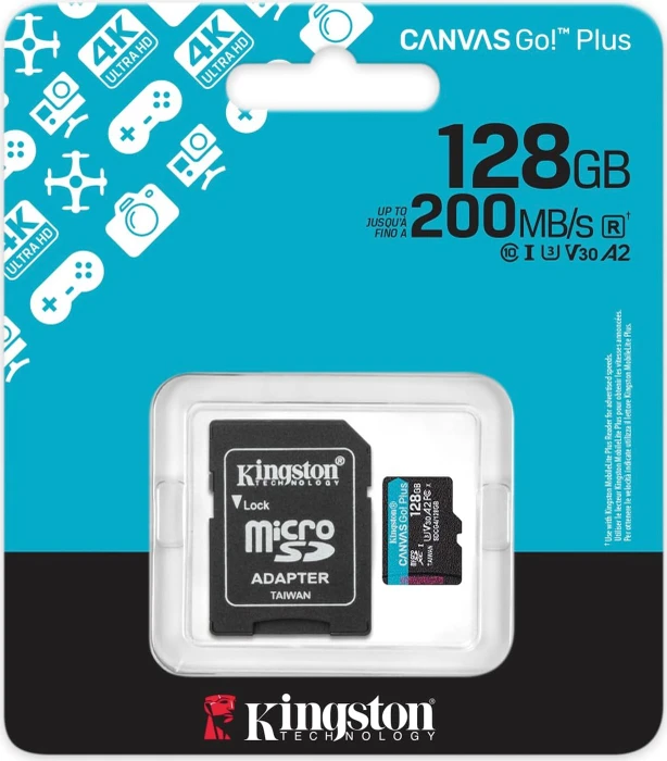 Kingston Canvas Go! Plus Gen4 R200 128GB Kit, UHS-I U3, A2, Class 10