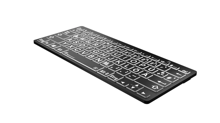 LogicKeyboard LargePrint Mini PC, White on Black, Bluetooth, DE