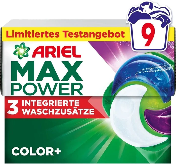 Ariel Color+ MaxPower Pods Waschmittel, 9 Stück
