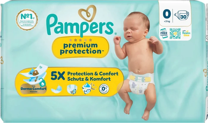 Pampers Premium Protection Gr.0 Einwegwindel, 1-3kg, 30 Stück