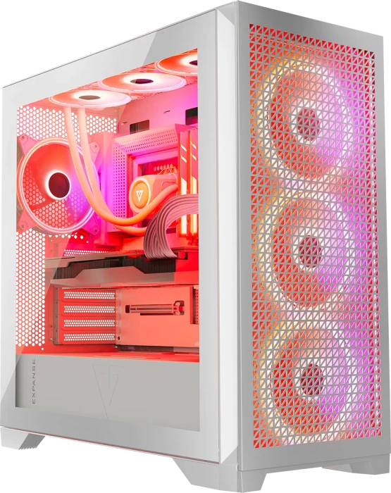Modecom Volcano Expanse T Apex ARGB Midi, weiß, Glasfenster